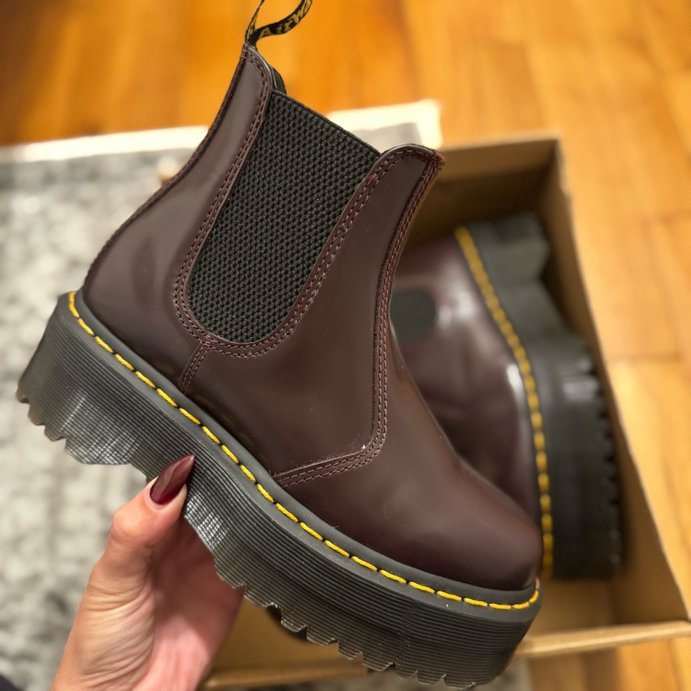 Doc Martens Quad Platform Boot in Burgundy